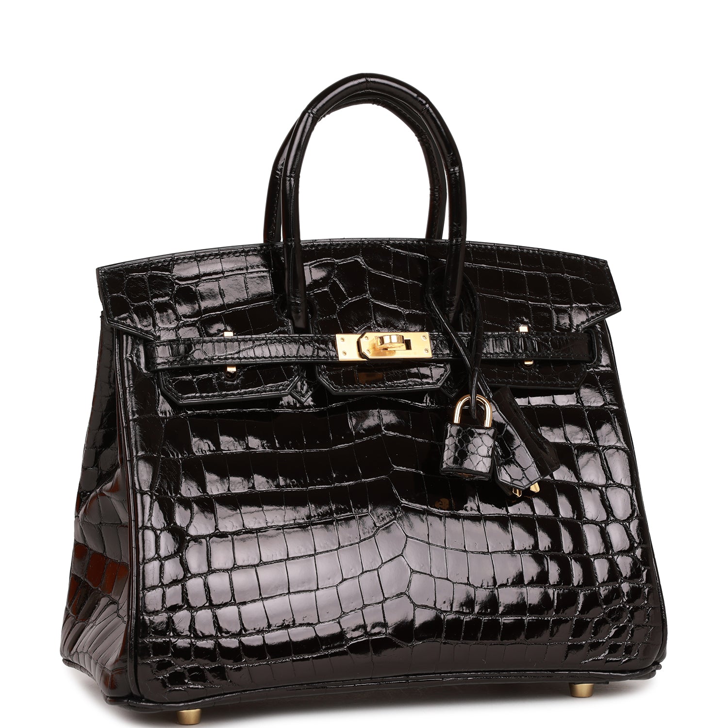 Hermès Birkin 25 Black Shiny Niloticus Crocodile Gold Hardware