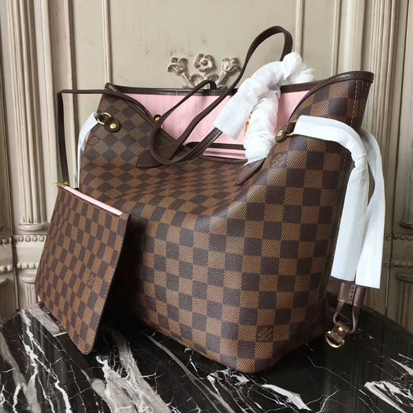 LV N41603 Neverfull MM Shoulder Bag Damier Ebene Canvas