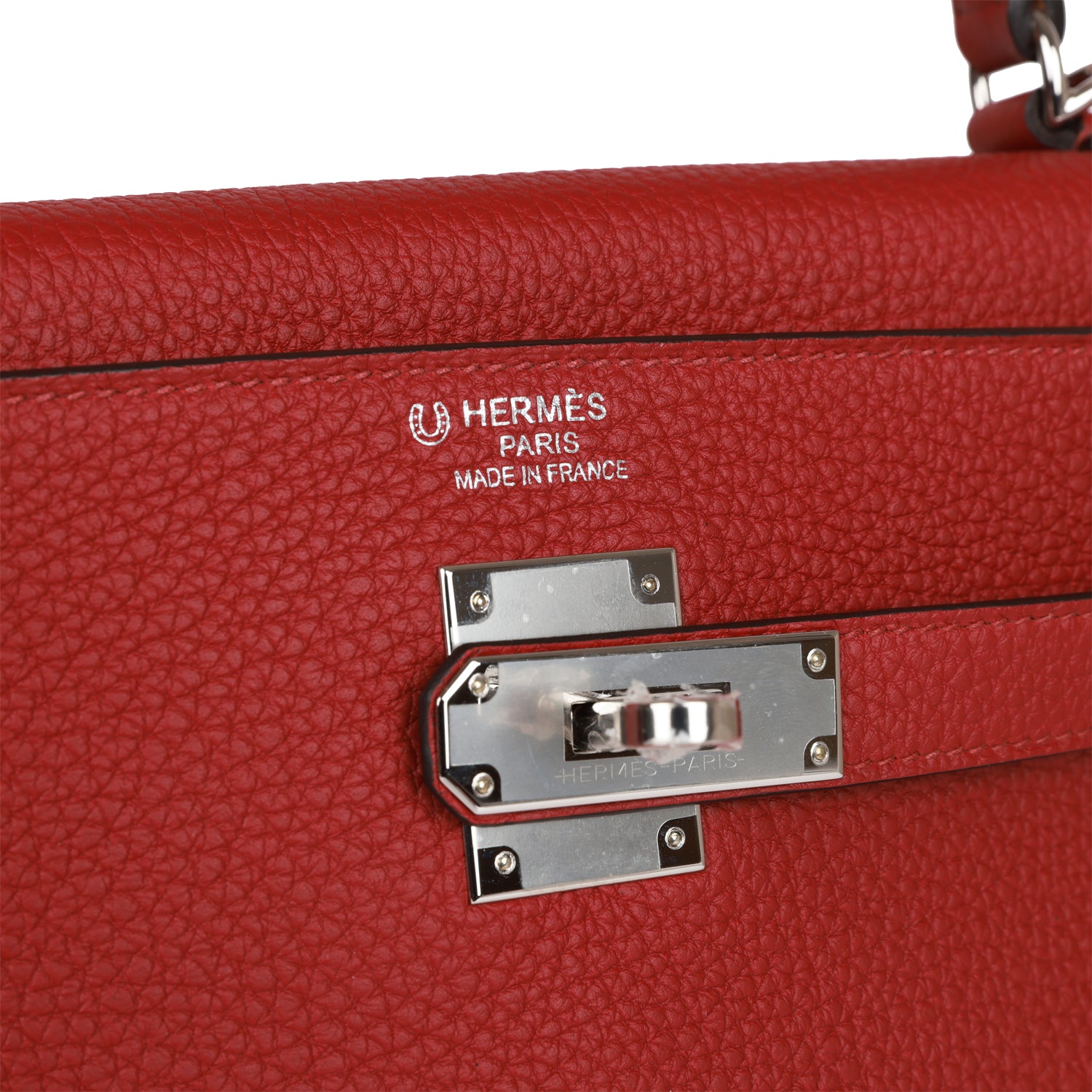 Hermès Special Order (HSS) Kelly Retourne 35 Rouge Grenat Verso Togo Palladium Hardware