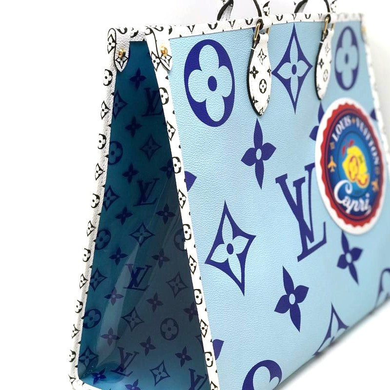 LV Monogram Giant Onthego Capri Blue Coated Canvas To