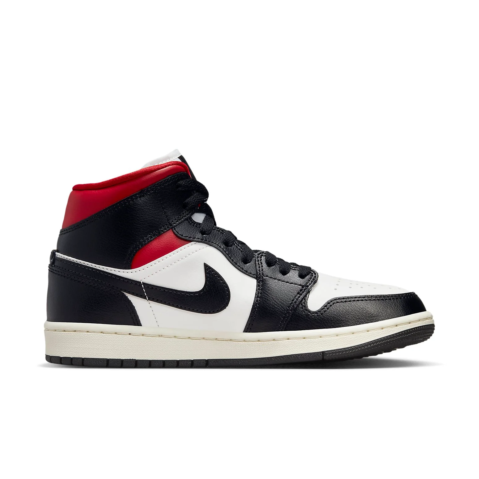 (WMNS) Air Jordan 1 Mid 'Black Sail Gym Red' BQ6472-061