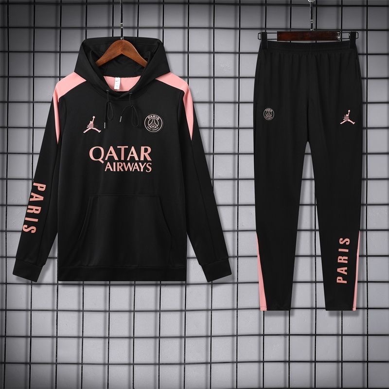 2024/2025 Paris Saint-Germain Hooded Long Sleeves Training Suit Black Football Shirt