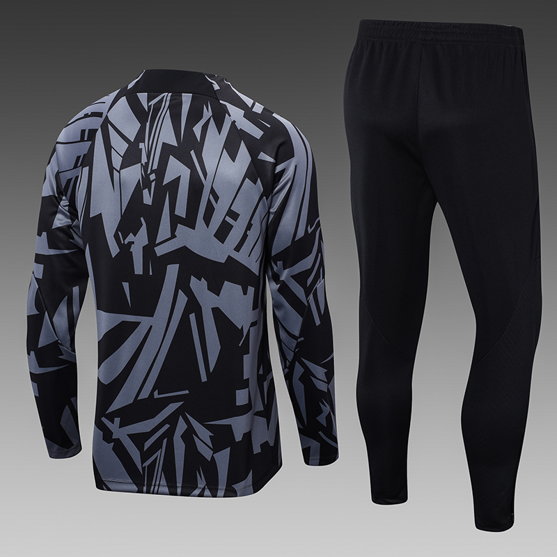 2022/2023 Paris Saint-Germain Half-Pull Training Suit Black Gray Football Shirt Set