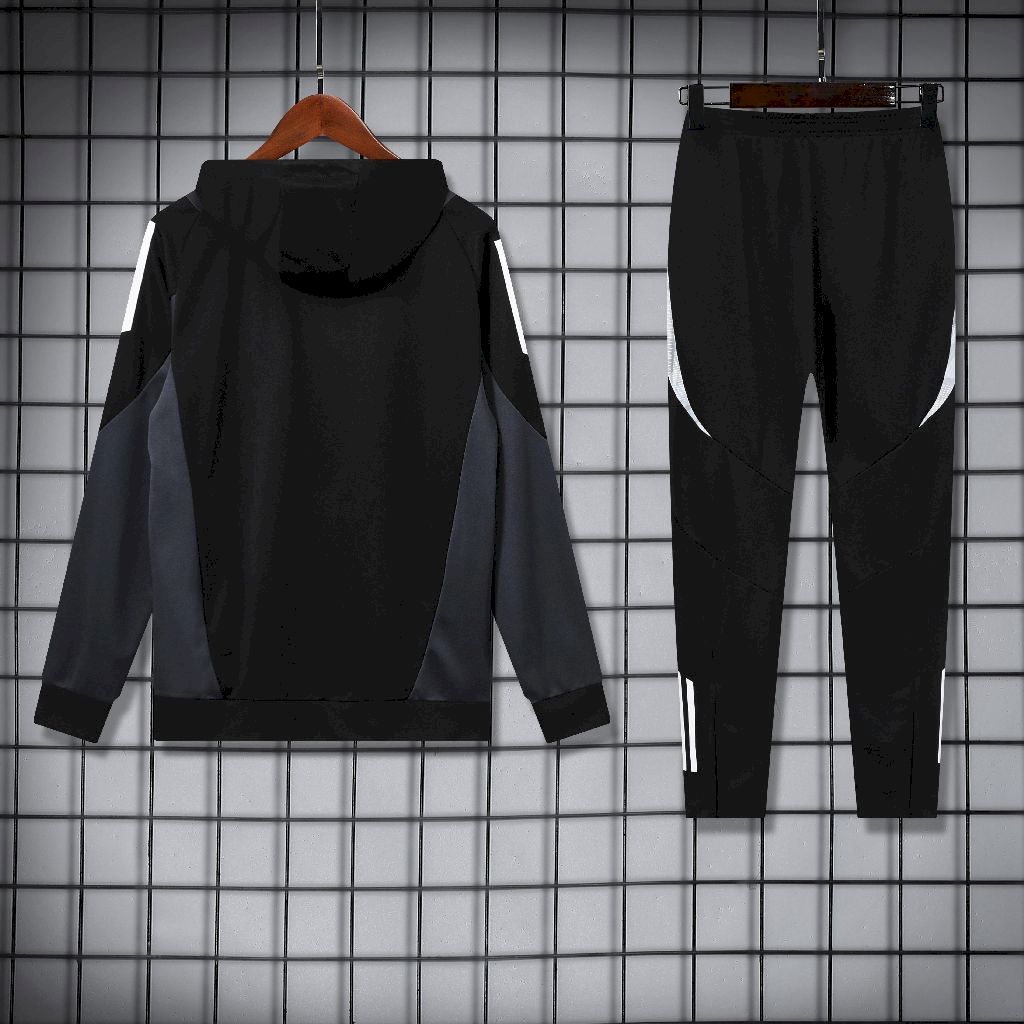 2024/2025 Manchester United Hooded Long Sleeves Training Suit Black Football Shirt