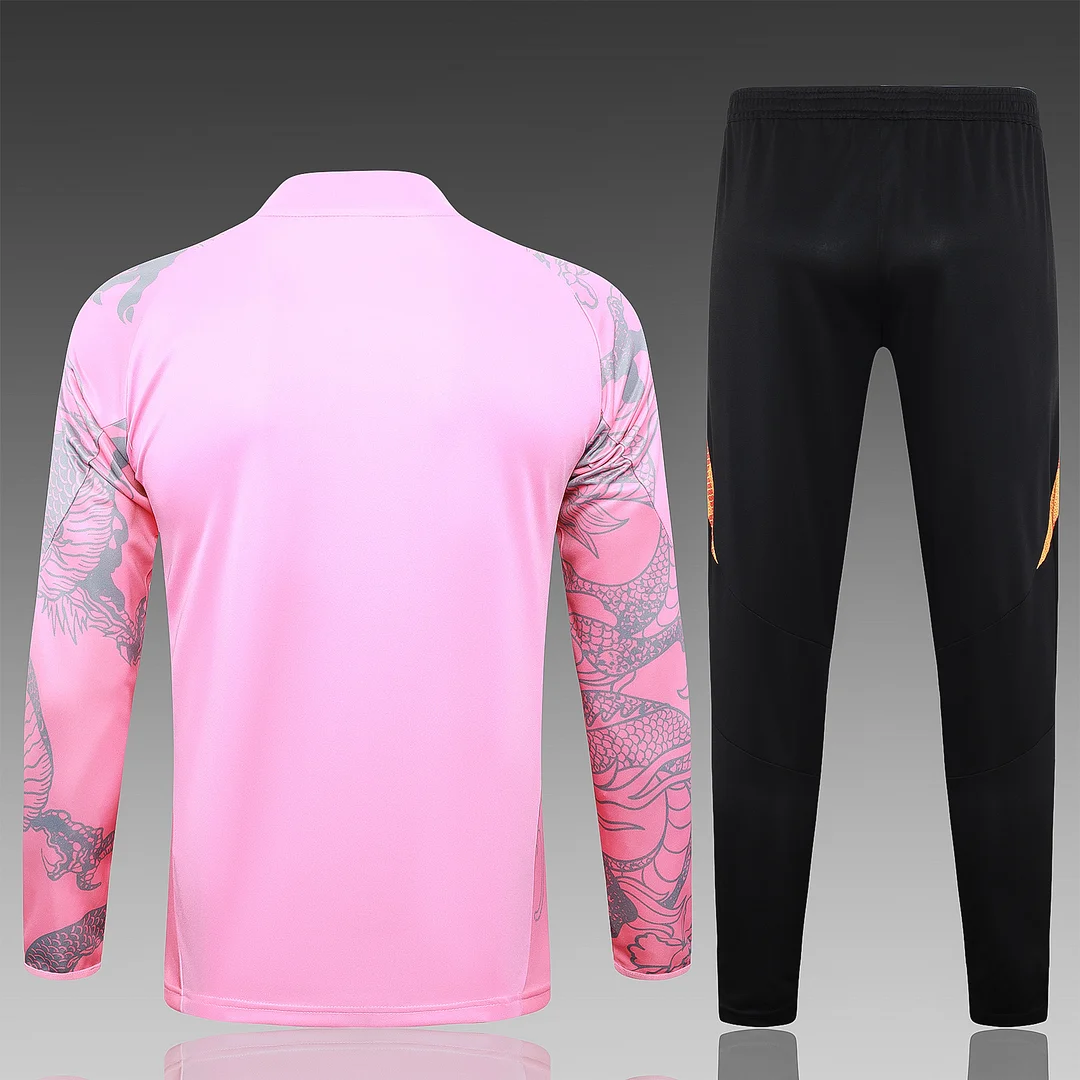 2024/2025 Real Madrid Half-Pull Training Wear Pink Football Shirt Kids Size