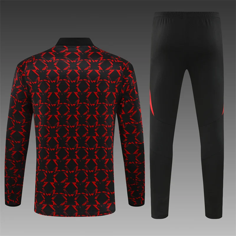 2024/2025 Manchester United Half-Pull Training Wear Red and black Football Shirt