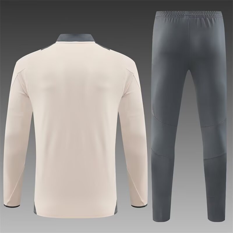 2024/2025 Real Madrid Half-Pull Training Wear Apricot Football Shirt Kids Size