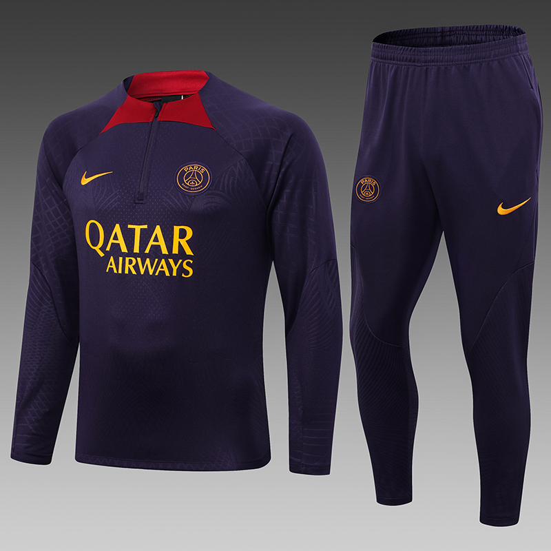2023/2024 Paris Saint-Germain Half-Pull Training Suit Purple Football Shirt Set