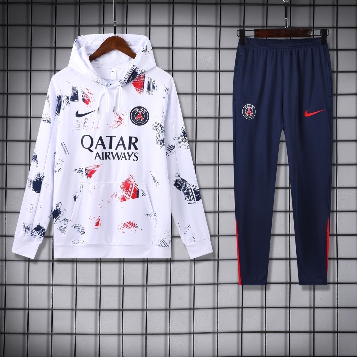 2024/2025 Paris Saint-Germain Hooded Long Sleeves Training Suit White Football Shirt