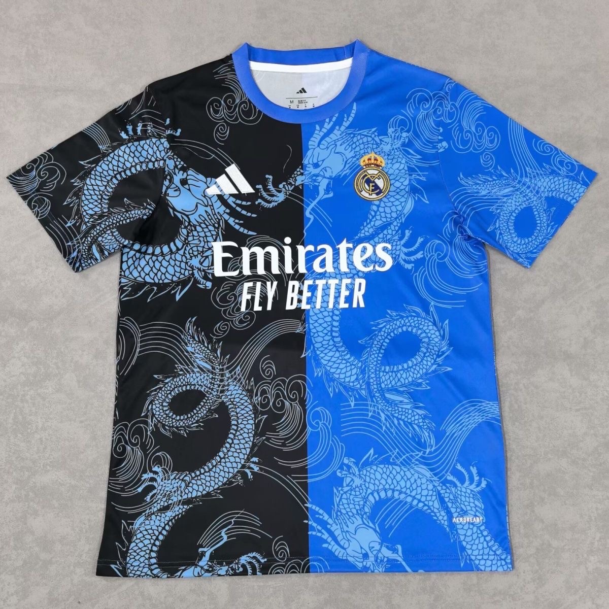 2025/2026 Real Madrid Dragon patternBlue and Black Football Shirt 1:1 Thai Quality