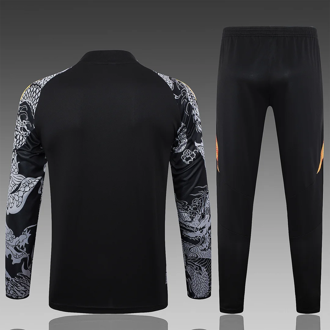 2024/2025 Real Madrid Half-Pull Training Wear Black Football Shirt Kids Size