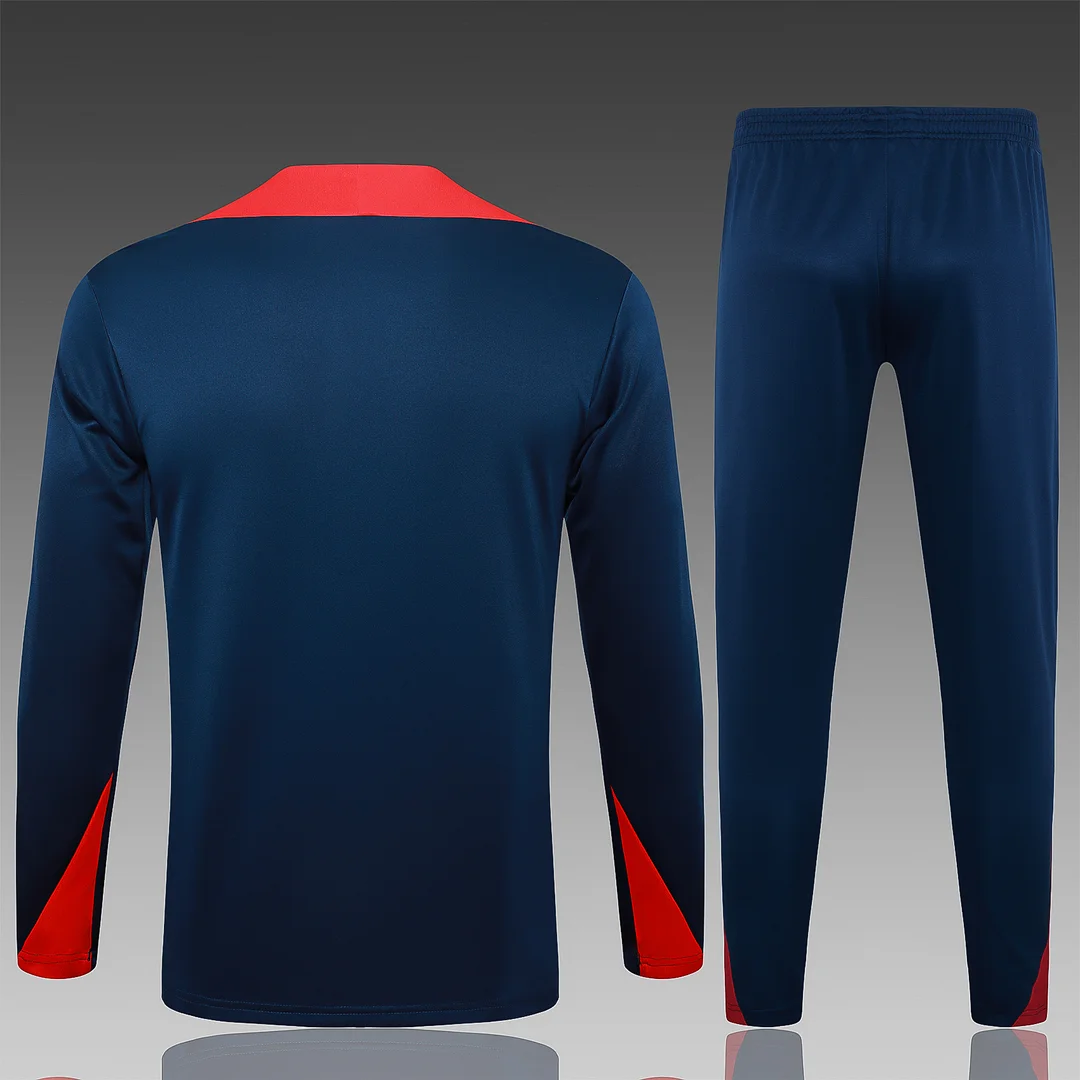 2024/2025 Barcelona Half-Pull Training Wear Royal Blue Football Shirt Kids Size