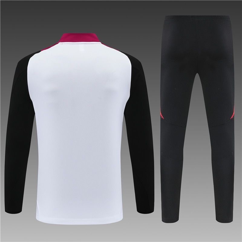 2024/2025 Manchester United Half-Pull Training Wear White Football Shirt Kids Size