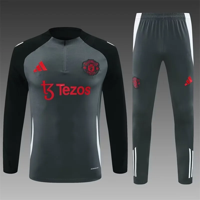 2024/2025 Manchester United Half-Pull Training Wear Dark Gray Football Shirt