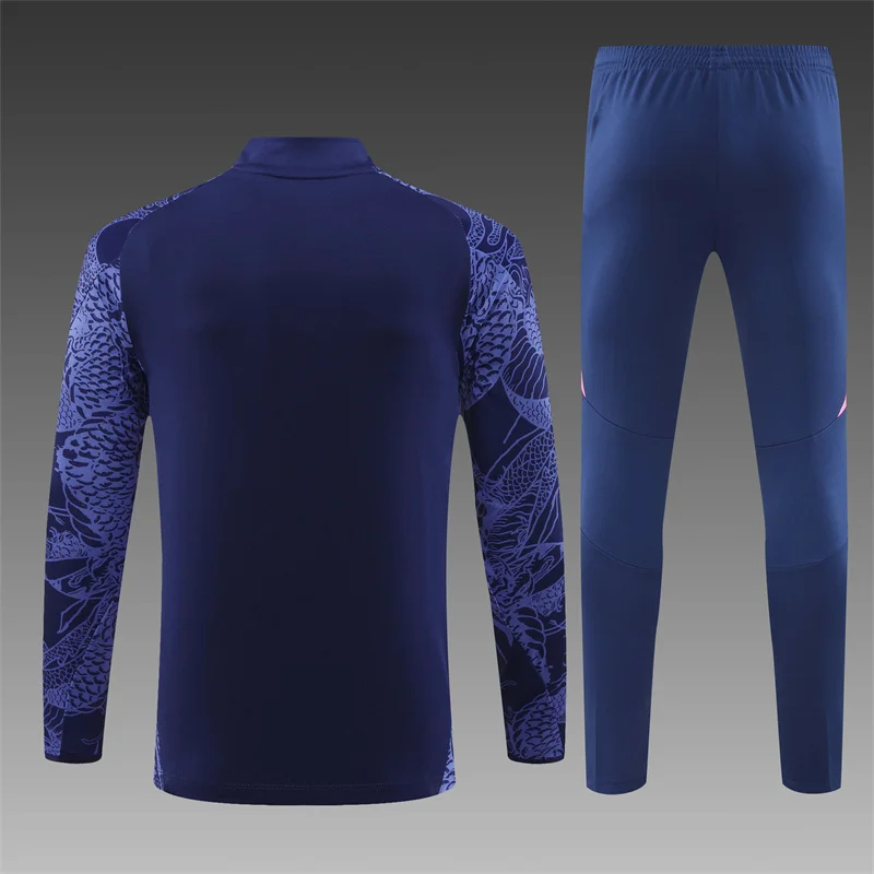 2024/2025 Real Madrid Half-Pull Training Wear Royal Blue Football Shirt Kids Size