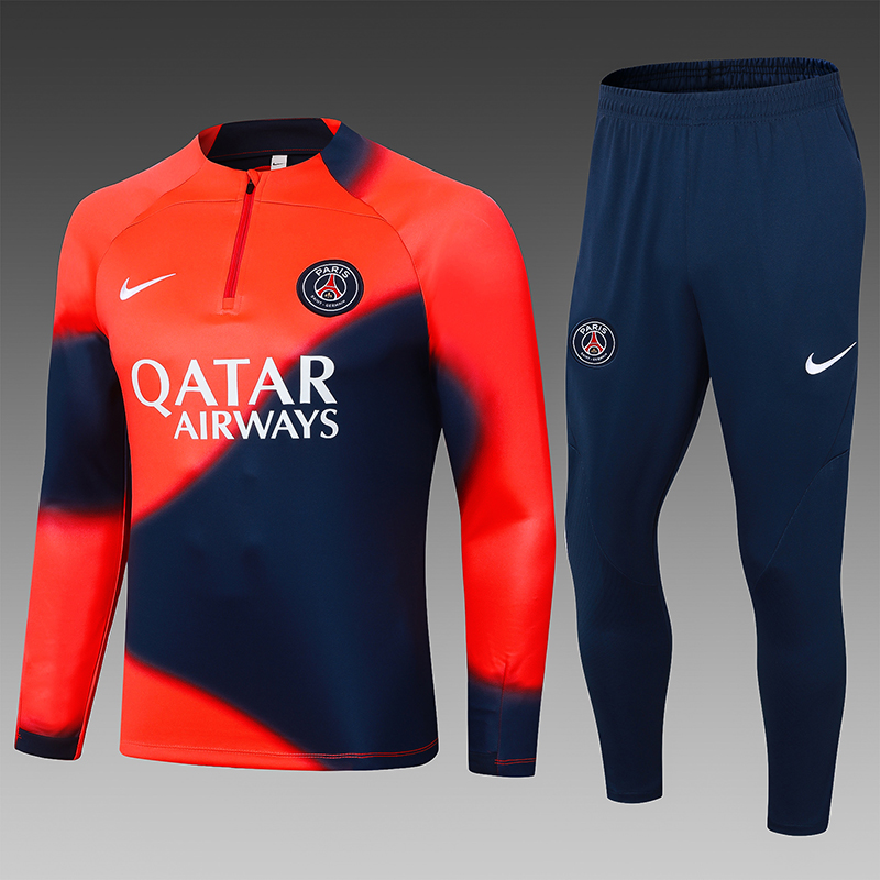 2023/2024 Paris Saint-Germain Half-Pull Training Suit Red Football Shirt Set
