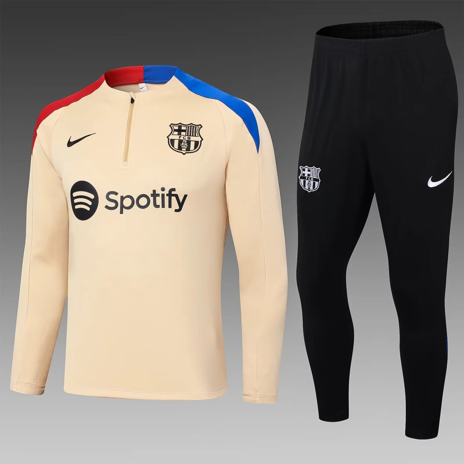 2024/2025 Barcelona Half-Pull Training Suit Yellow Football Shirt Kids Size