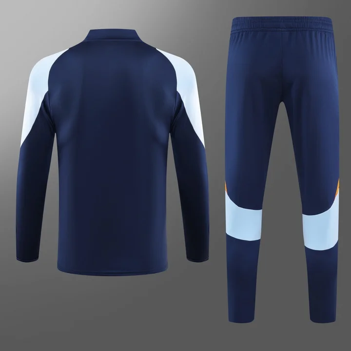 2024/2025 Real Madrid Half-Pull Training Wear Blue Football Shirt Kids Size