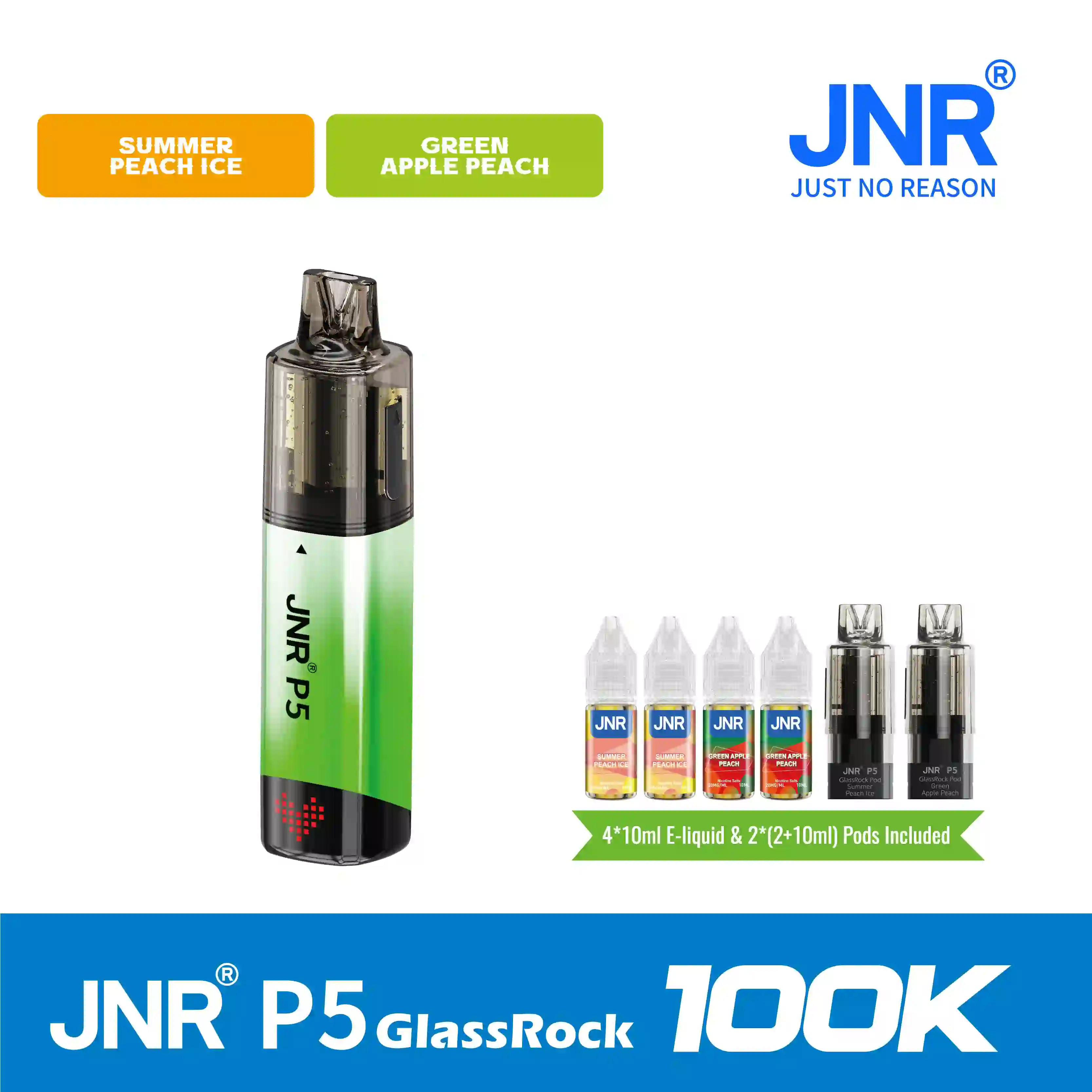 JNR P5 GlassRock 100K Puffs Kit Replaceable Pod Vape - Vap Show