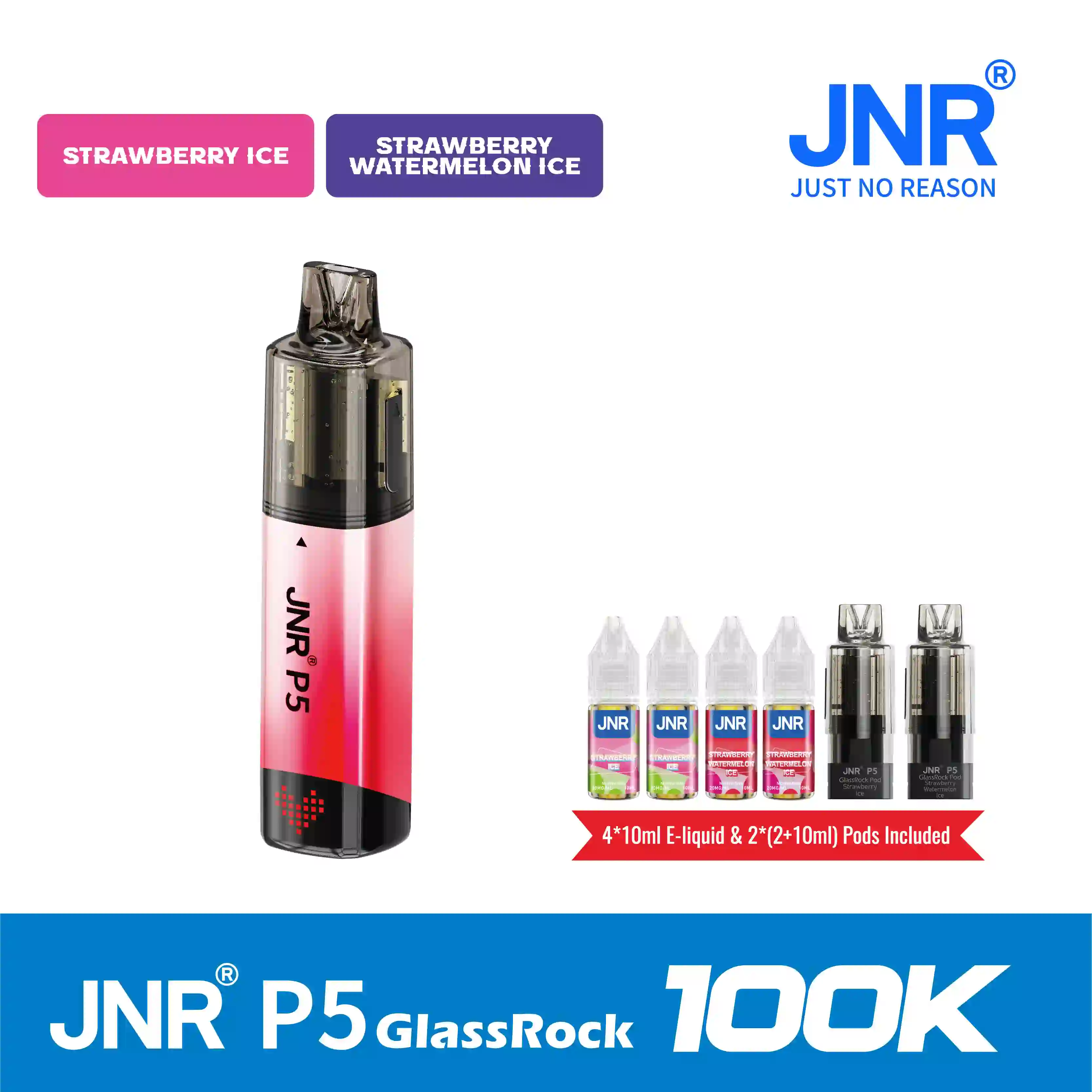 JNR P5 GlassRock 100K Puffs Kit Replaceable Pod Vape - Vap Show