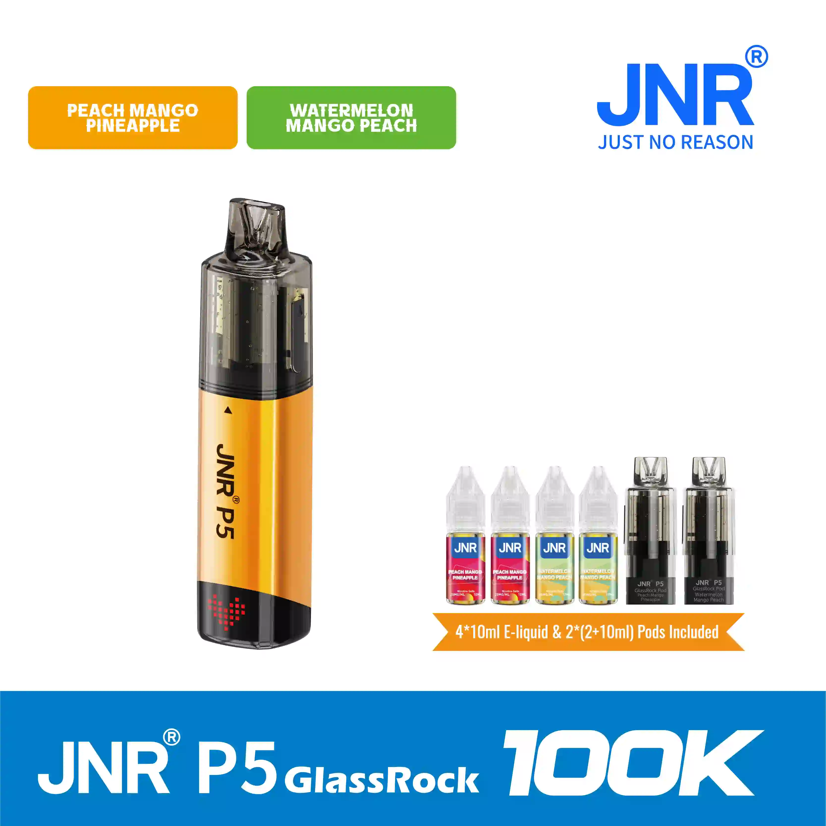 JNR P5 GlassRock 100K Puffs Kit Replaceable Pod Vape - Vap Show
