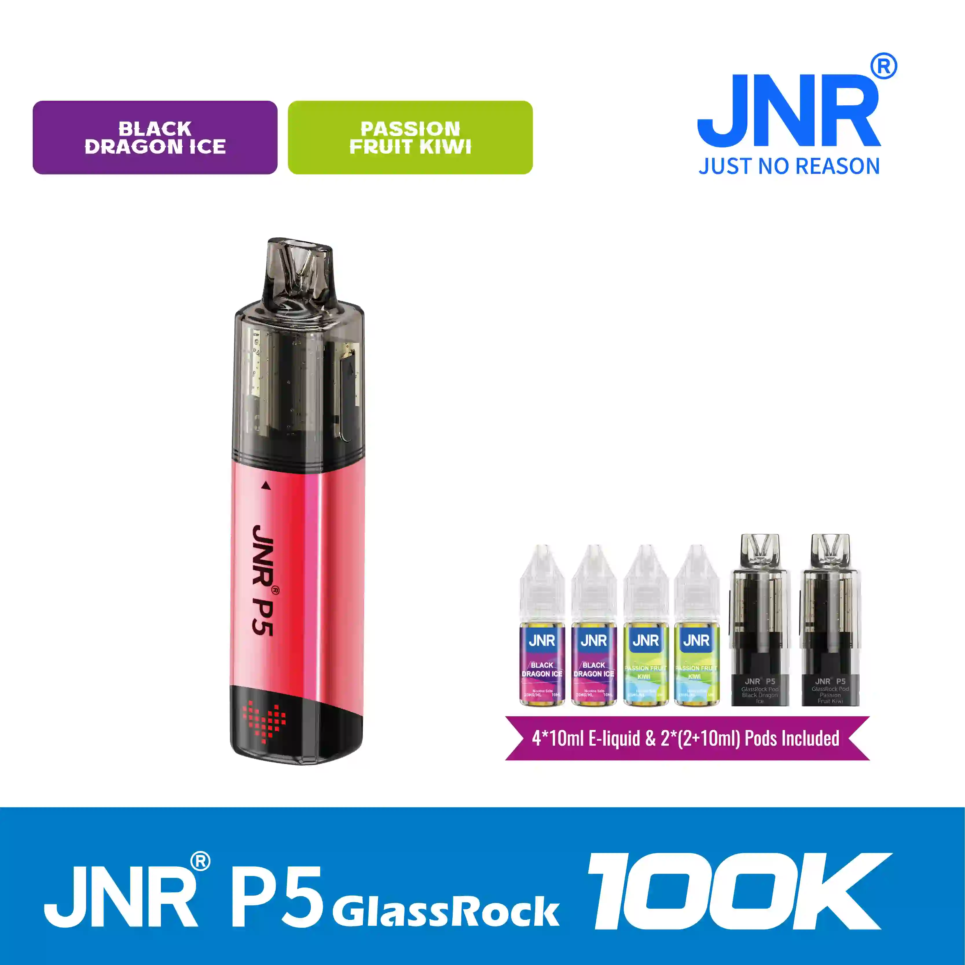 JNR P5 GlassRock 100K Puffs Kit Replaceable Pod Vape - Vap Show