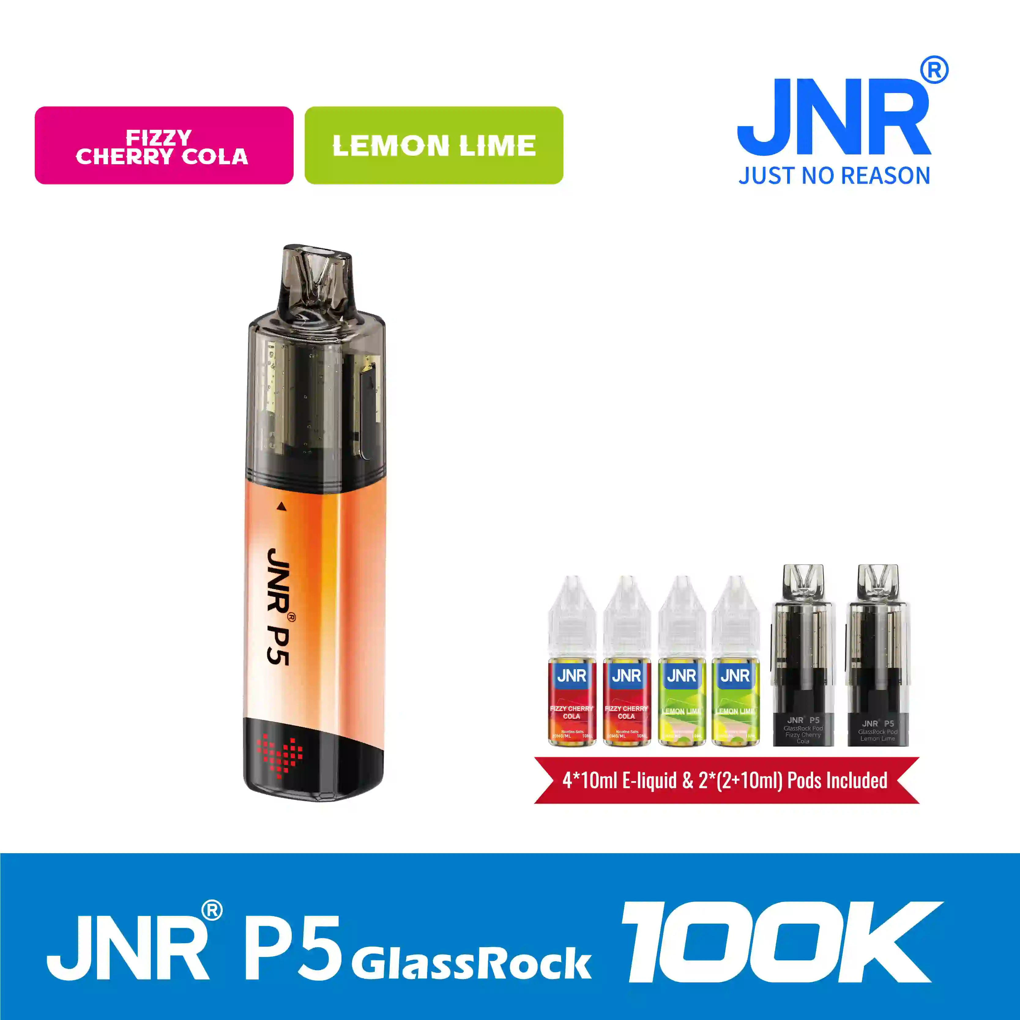JNR P5 GlassRock 100K Puffs Kit Replaceable Pod Vape - Vap Show