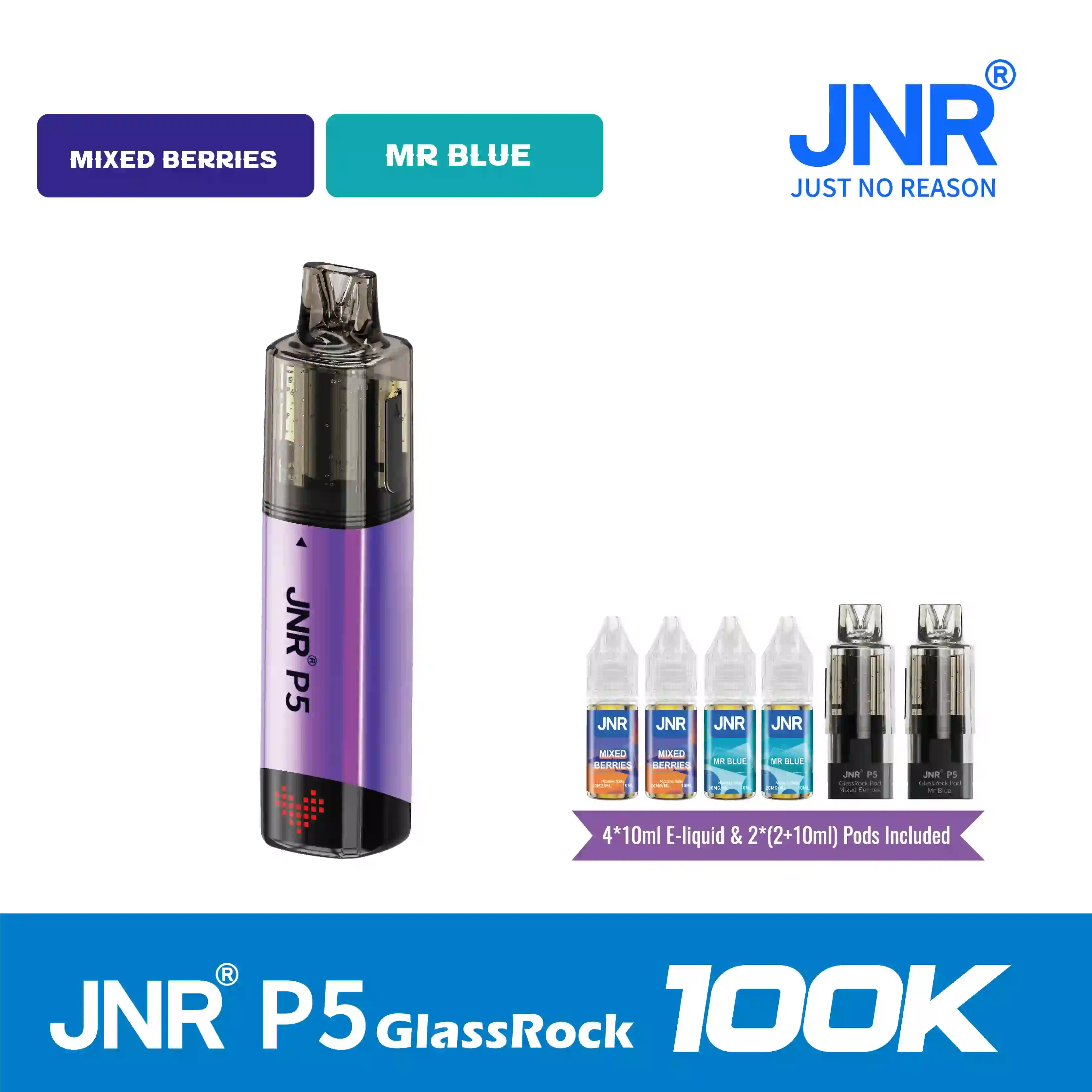 JNR P5 GlassRock 100K Puffs Kit Replaceable Pod Vape - Vap Show