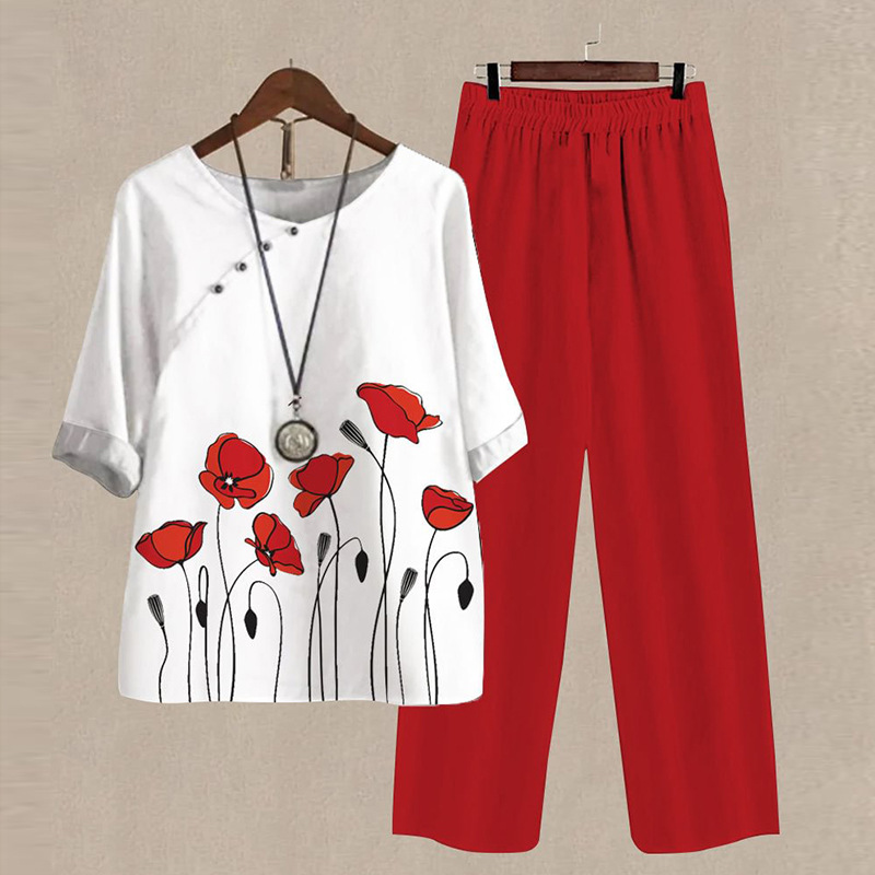 Printed Top Pants Two-Piece Suits