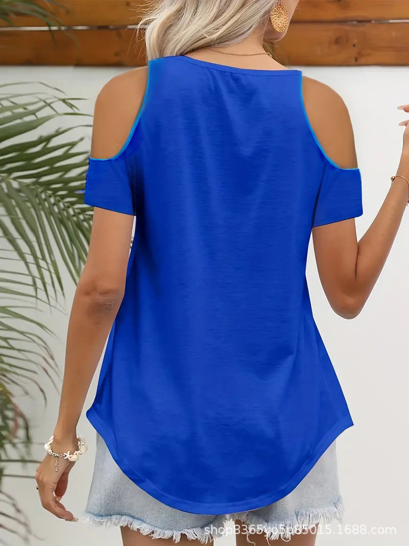 Ruffled off-the-Shoulder Short-Sleeved T-shirt