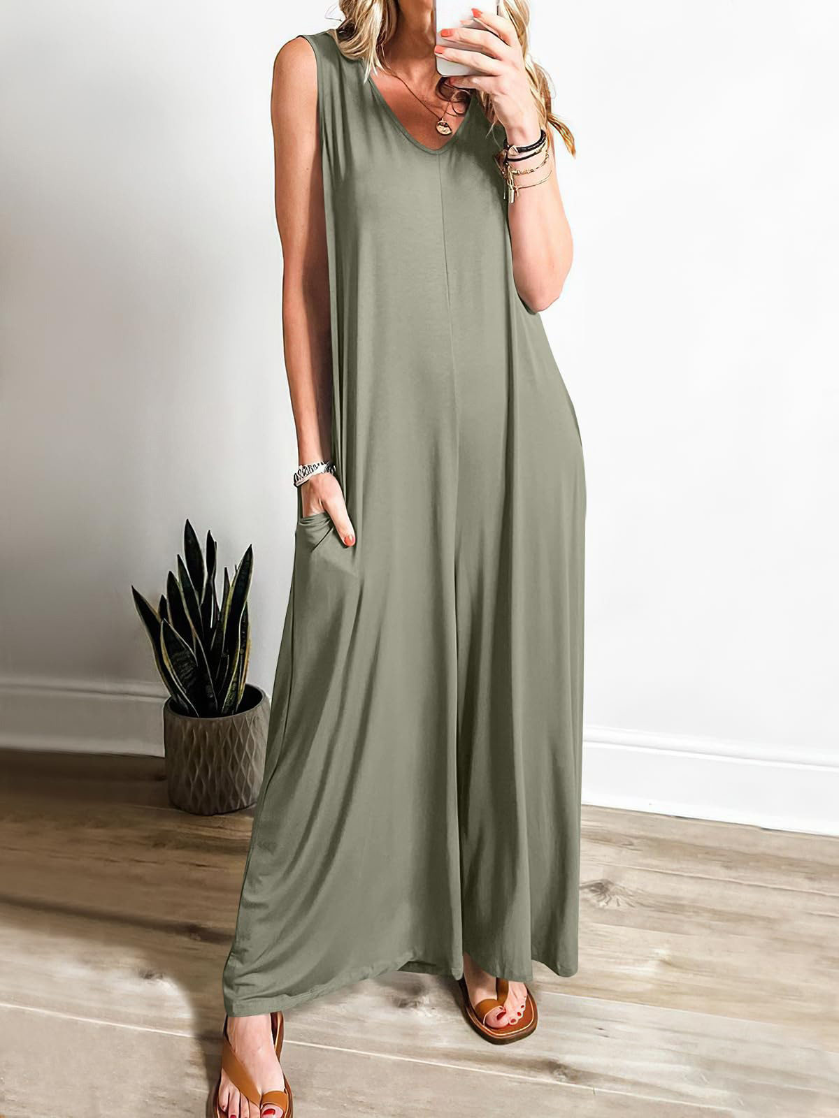 Casual Thin Pocket Jumpsuit