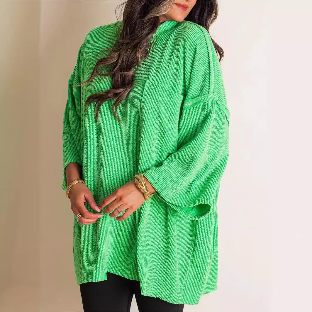 Sunken Stripe Loose Casual Long Sleeves T-shirt