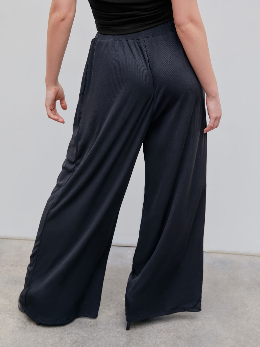Casual Stretch Elastic Waist Pants Wide-Leg Pants