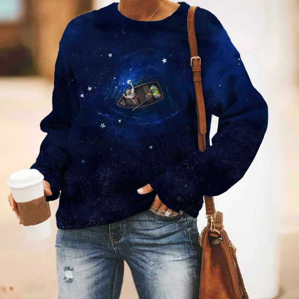 round Neck Drop Shoulder Oversize Top without Hood Sweater