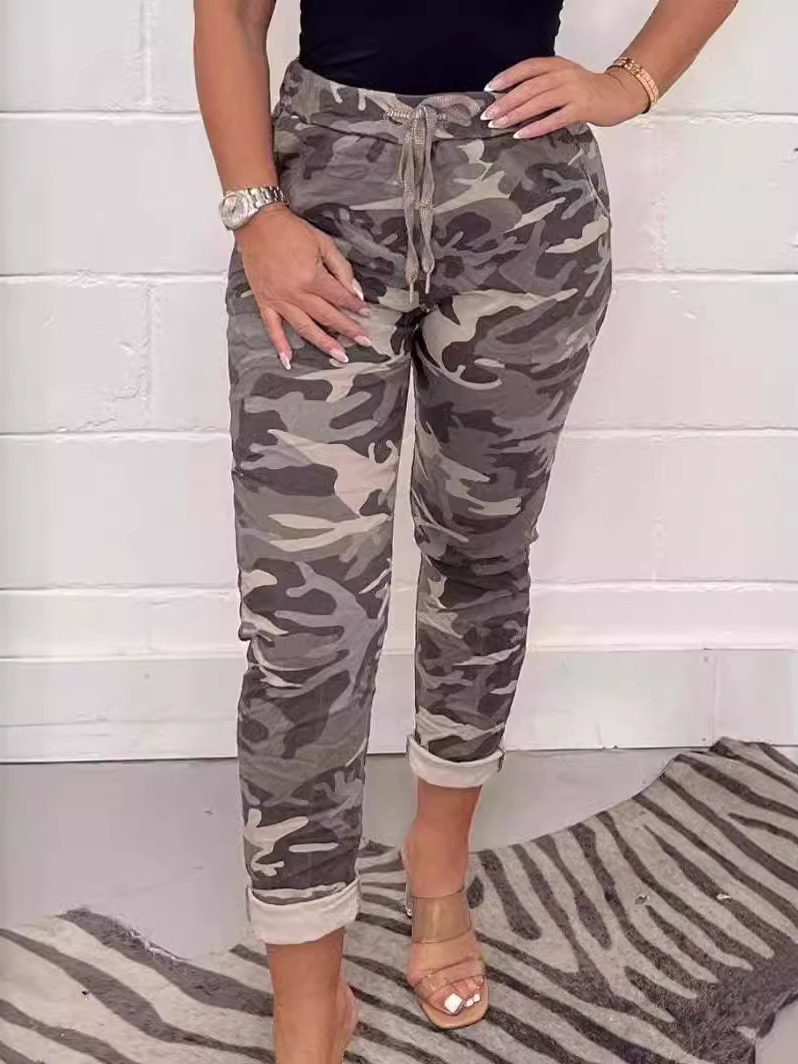 Fashion Camouflage Print Loose High Waist plus Size Casual Pants Sweatpants