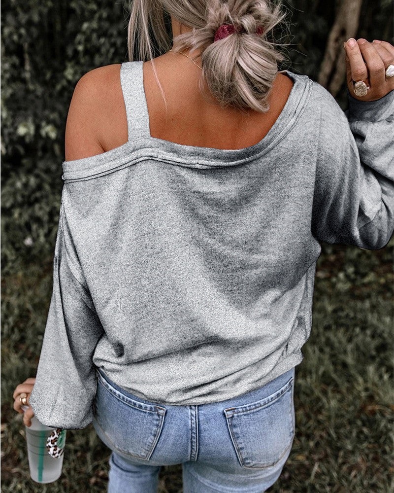 Sexy Sling Love Loose Long Sleeve Top T-shirt