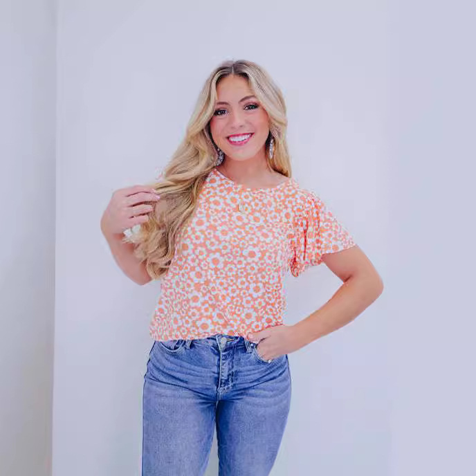 Chrysanthemum Printed Loose Top