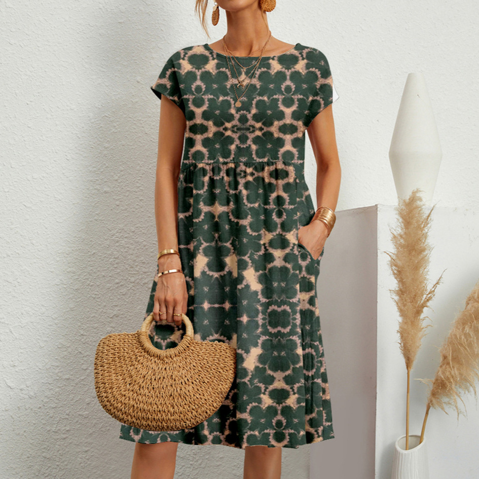 Fashion Loose Sleeveless round Neck Printed Dress