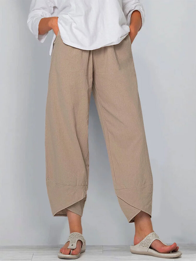 Elastic Waist Cotton and Linen Loose Casual Pants Home Pants