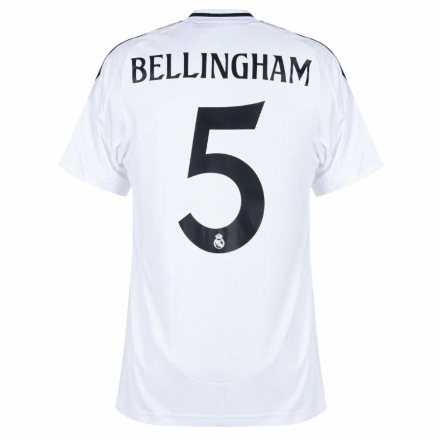 Real Madrid Bellingham 5 Home Fan Jersey 2024/25 Patches UCL UEFA Foundation (Official Printing)