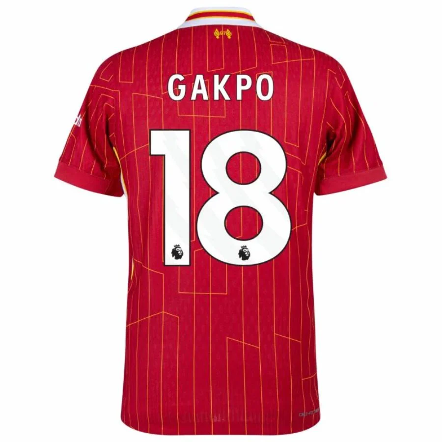 Liverpool Gakpo 18 Home 2024/25 Patches UCL UEFA Foundation (Official Printing)