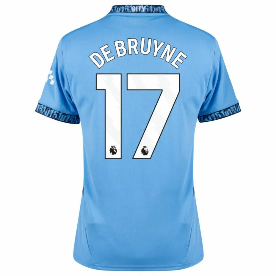 Manchester City De Bruyne 17 Home 2024/25 Patches UCL UEFA Foundation (Official Printing)