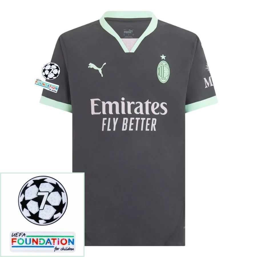 AC Milan Rafael Leão 2024/25 Third Fan Jersey – UCL & UEFA Foundation Patches (Official Printing)