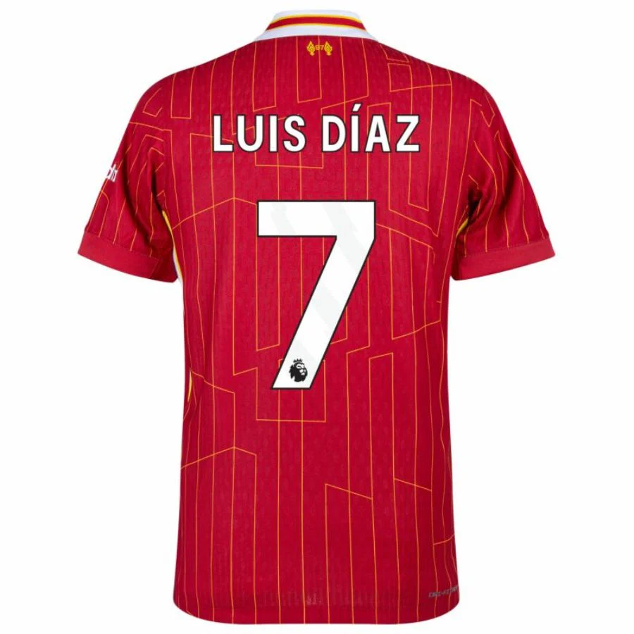 Liverpool Luis Díaz #7 2024/25 Home Jersey – UCL & UEFA Foundation Patches (Official Printing)