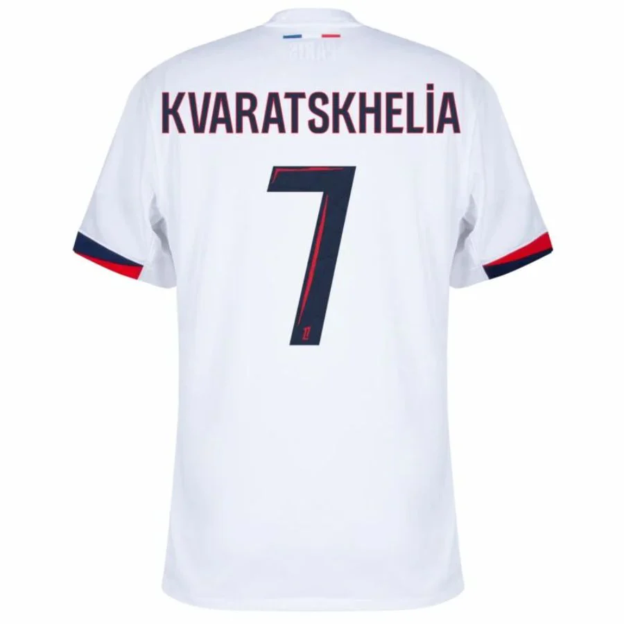 Paris Saint-Germain Kvaratskhelia 7 Fan Jersey Away 2024/25 Patches UCL UEFA Foundation (Official Printing)