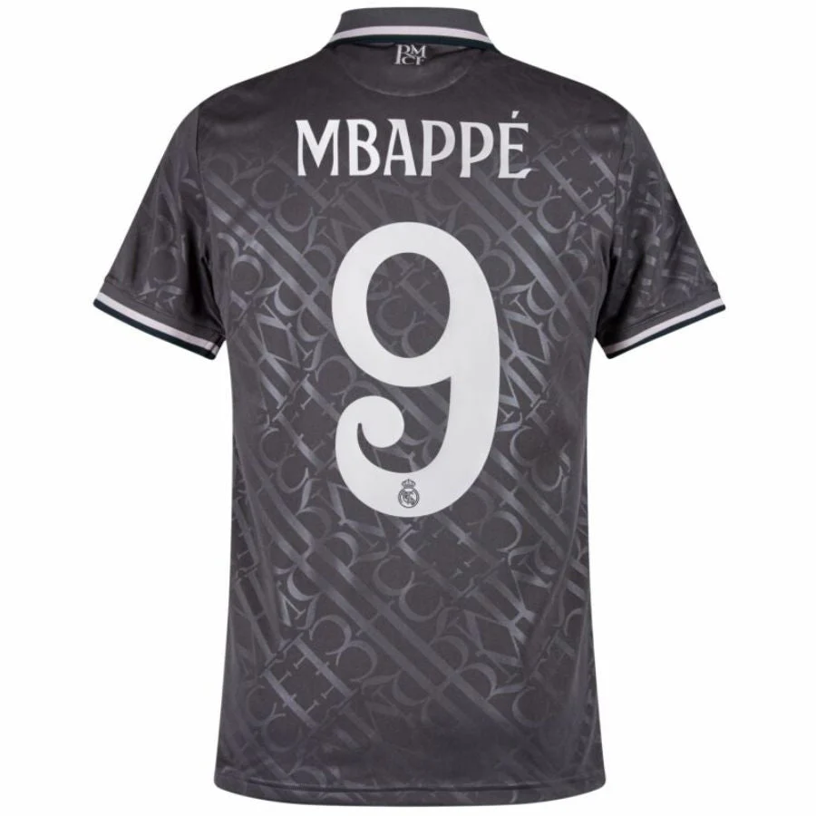 Real Madrid Mbappé 9 Third Fan Jersey 2024/25 Patches UCL UEFA Foundation (Official Printing)