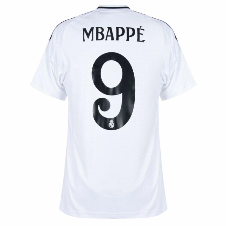 Real Madrid Mbappé 9 Home Fan Jersey 2024/25 Patches UCL UEFA Foundation (Official Printing)