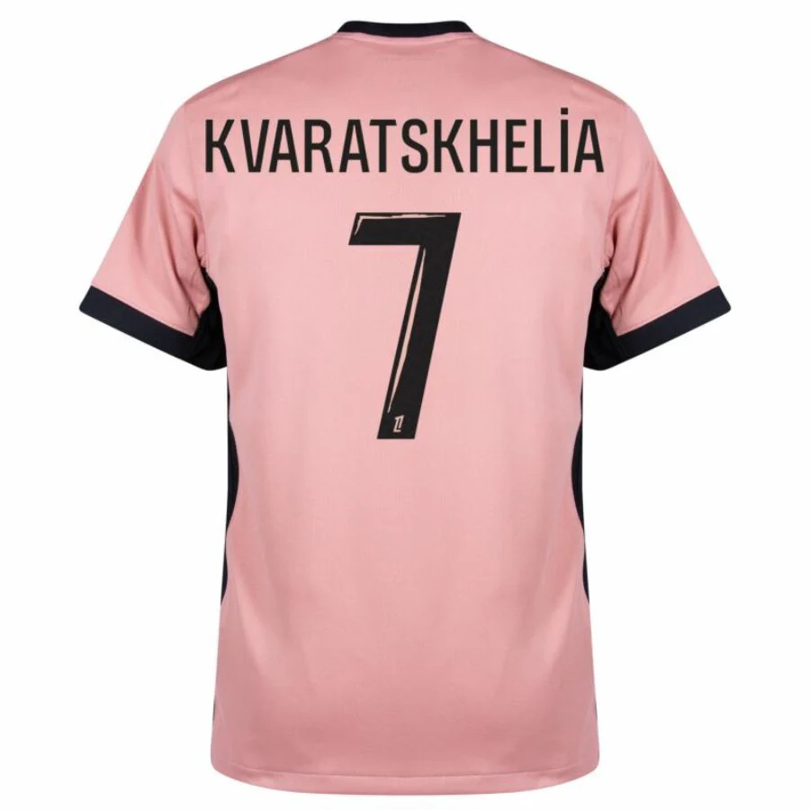 Paris Saint-Germain Kvaratskhelia 7 Fan Jersey Third Jordan 2023/24 Patches UCL UEFA Foundation (Official Printing)