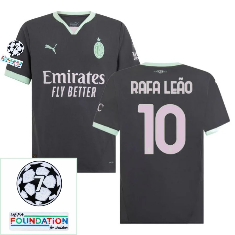 AC Milan Third Fan Jersey 2024/25 Patches UCL UEFA Foundation (Official Printing)