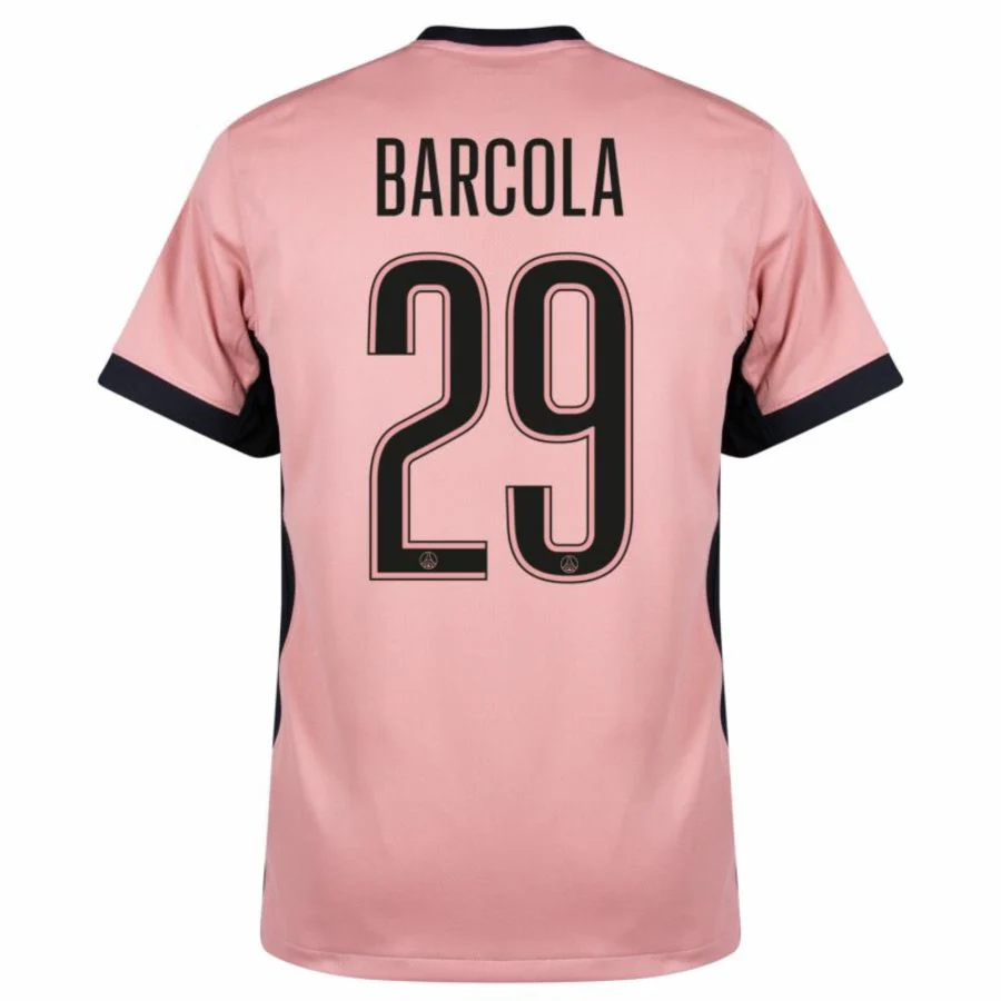 Paris Saint-Germain Barcola 29 Fan Jersey Third Jordan 2023/24 Patches UCL UEFA Foundation (Official Printing)